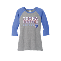 District Women's 3/4 Sleeve Triblend Raglan Tee - Royal Frost/Grey Frost 
