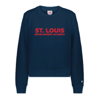 Badger Ladies Athletic Fleece Crop Crew- Navy